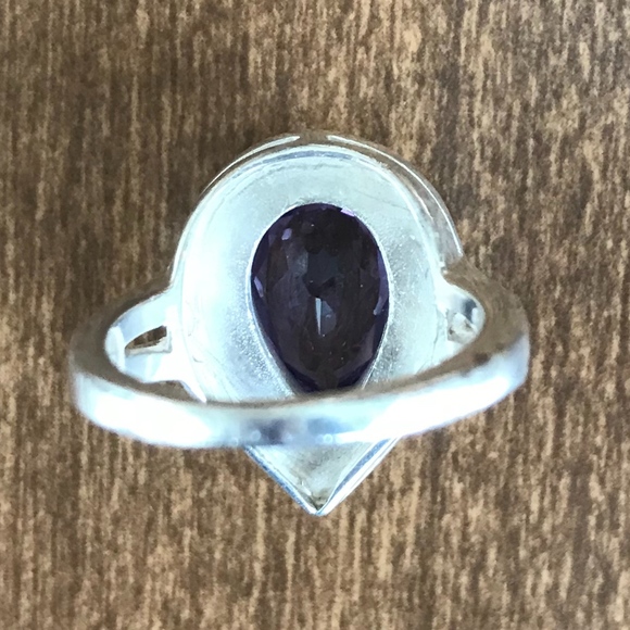 Amethyst & Marcasite Teardrop Ring - Size 6 - Picture 5 of 6